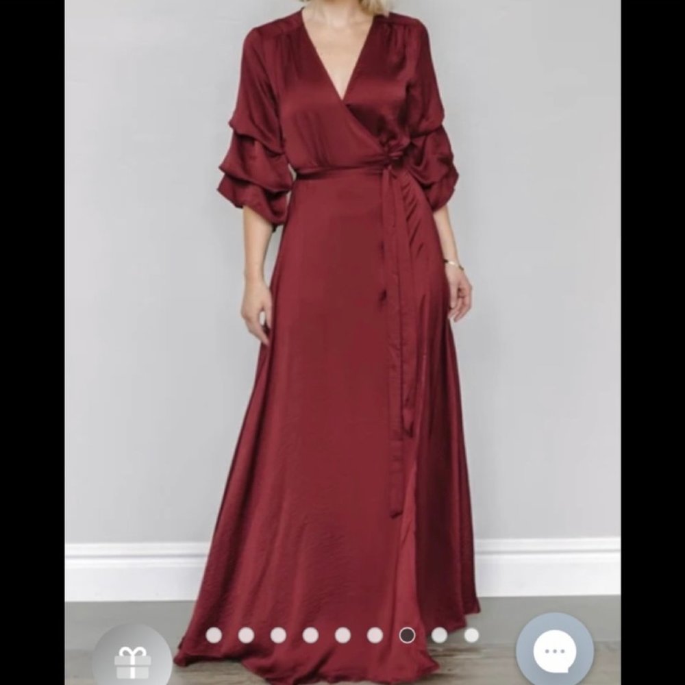 COPY -  Aakaa by Baltic Born Burgundy Satin Maxi Dress